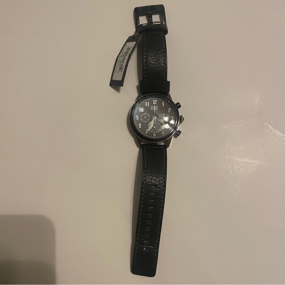 FRYE Men's GRAHAM Stainless Steel Japanese Quartz Leather Strap, Black/Brown - Picture 4 of 9